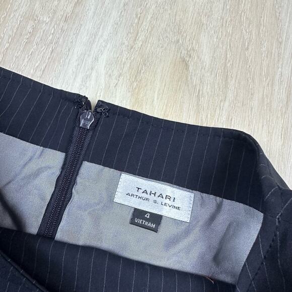 NWT Tahari Navy Pin Stripe Asl Tomlee Sleeveless Knee Length Sheath Dress 4 - Picture 11 of 13